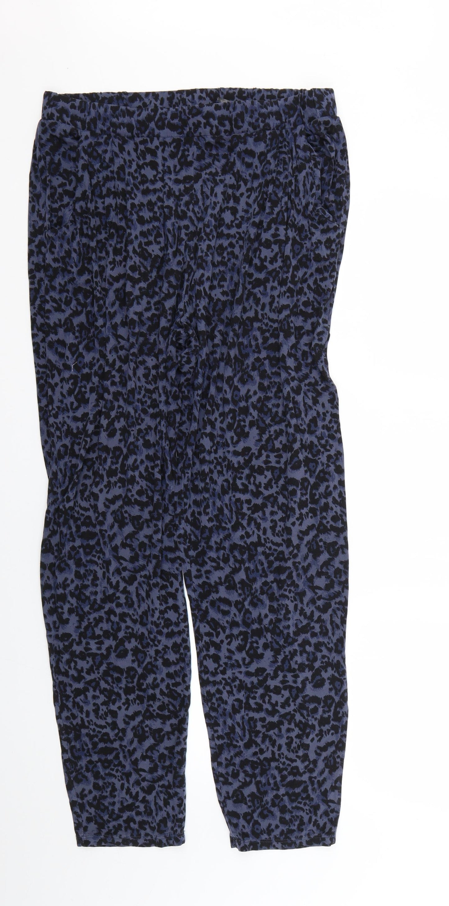 Marks and Spencer Womens Blue Animal Print  Trousers  Size 14 L25 in