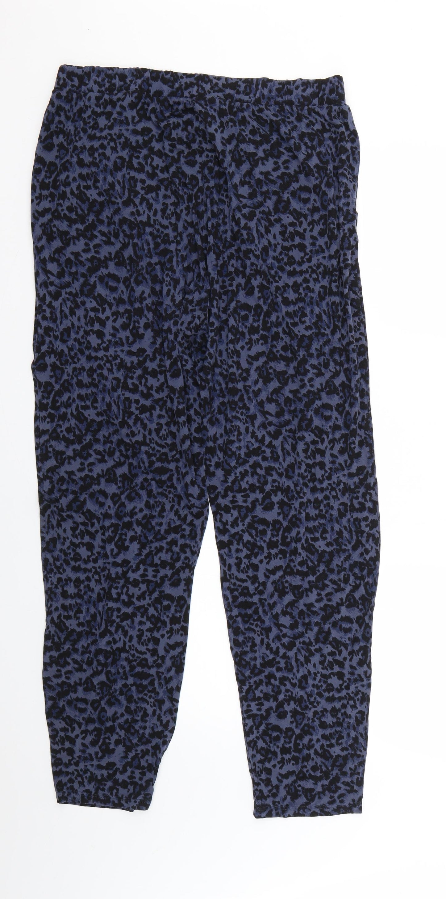 Marks and Spencer Womens Blue Animal Print  Trousers  Size 14 L25 in