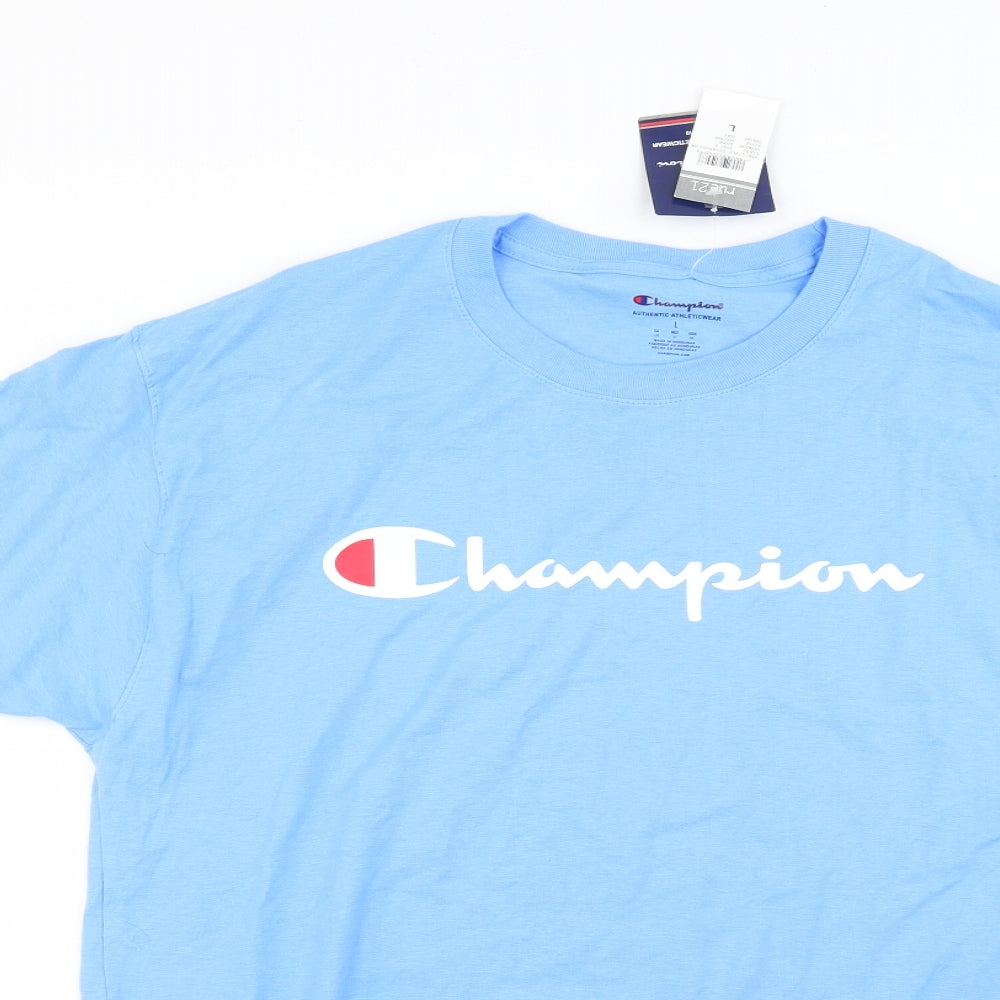 Champion Mens Blue    T-Shirt Size L