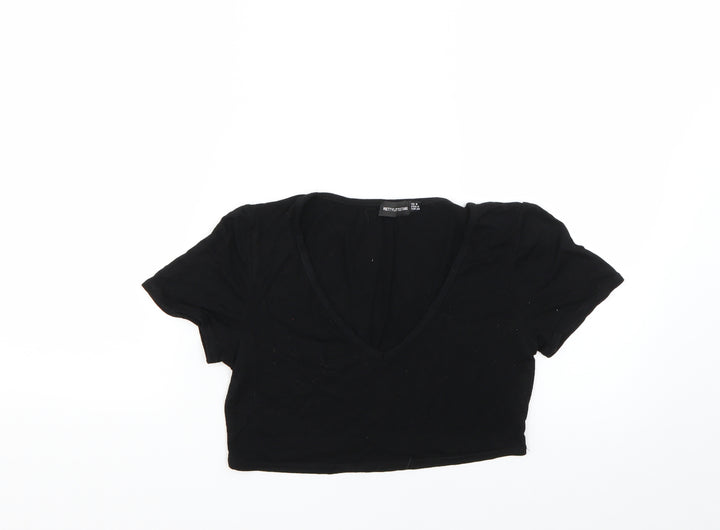 PRETTYLITTLETHING Womens Black   Basic Blouse Size 8