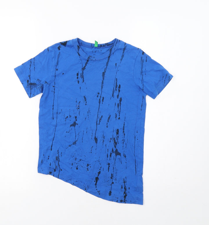 Benetton Girls Blue Geometric  Basic Polo Size 6-7 Years  - Asymetric