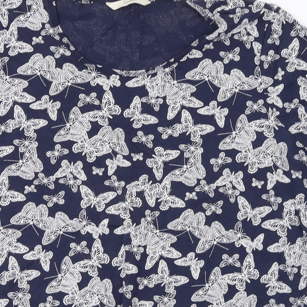 George Womens Blue   Basic Blouse Size 16  - Butterfly Print