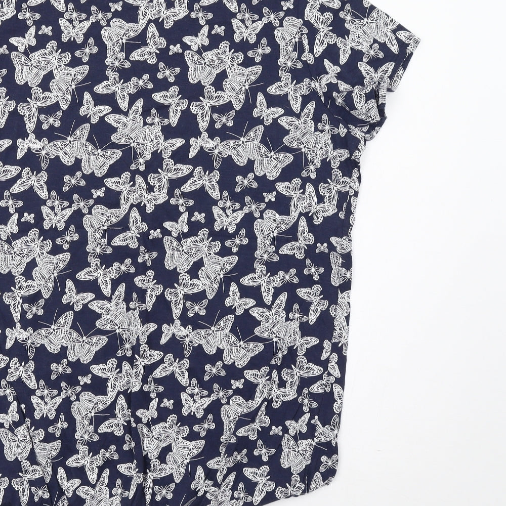 George Womens Blue   Basic Blouse Size 16  - Butterfly Print