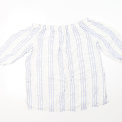 George Womens White Striped  Basic Blouse Size 16