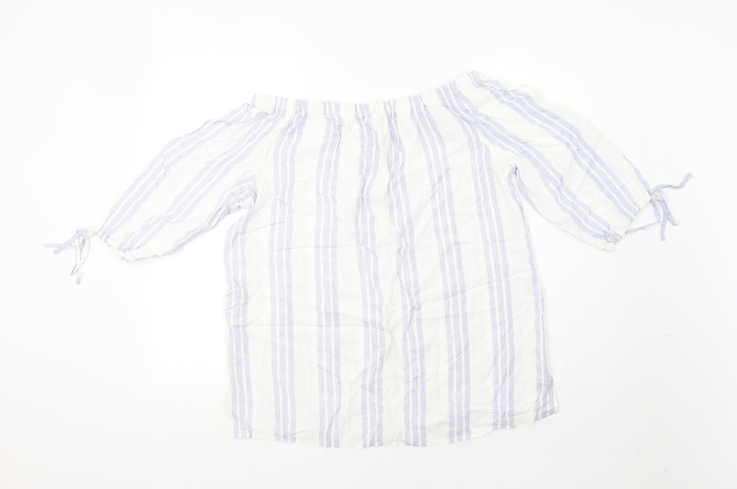 George Womens White Striped  Basic Blouse Size 16