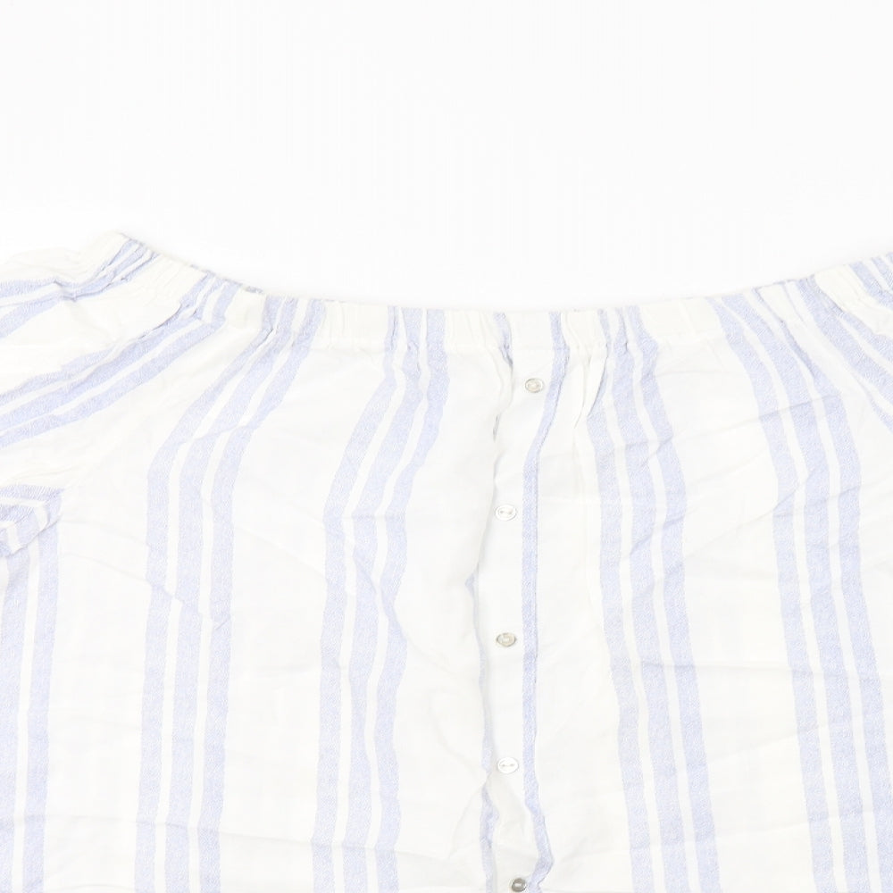 George Womens White Striped  Basic Blouse Size 16