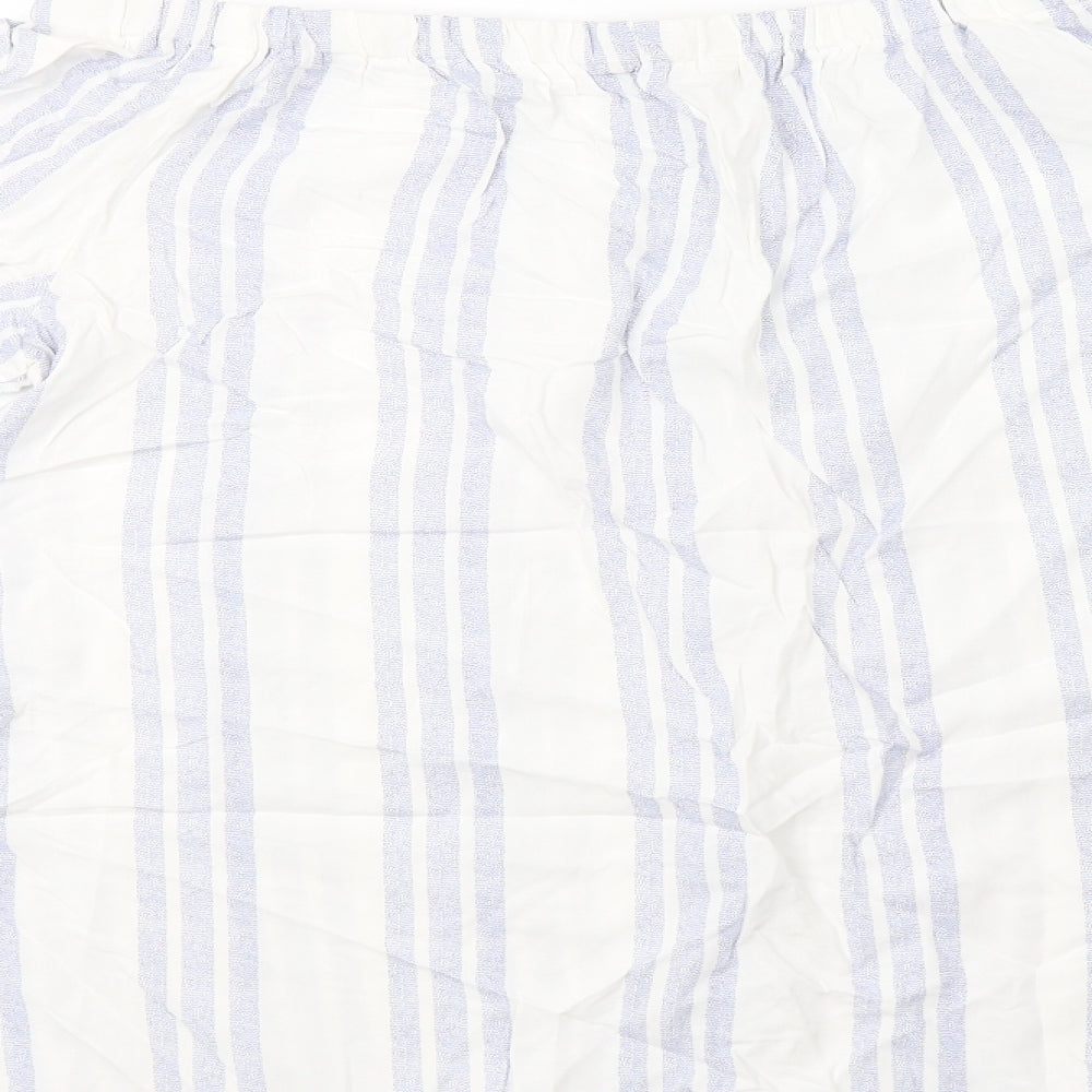 George Womens White Striped  Basic Blouse Size 16