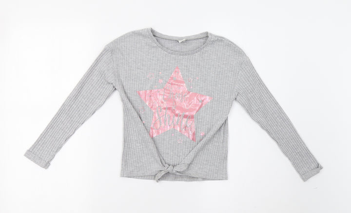 TU Girls Grey Basic Blouse Size 9 Years - Star