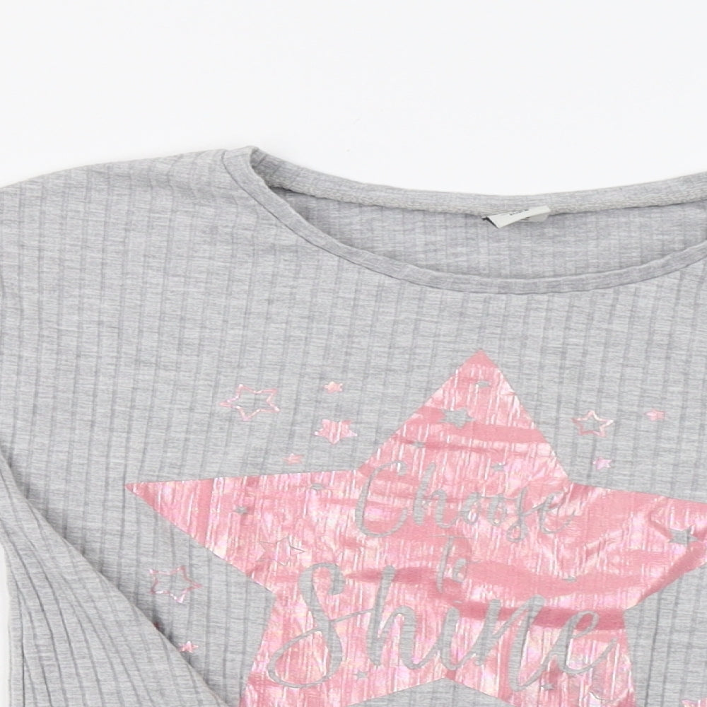 TU Girls Grey   Basic Blouse Size 9 Years  - Star