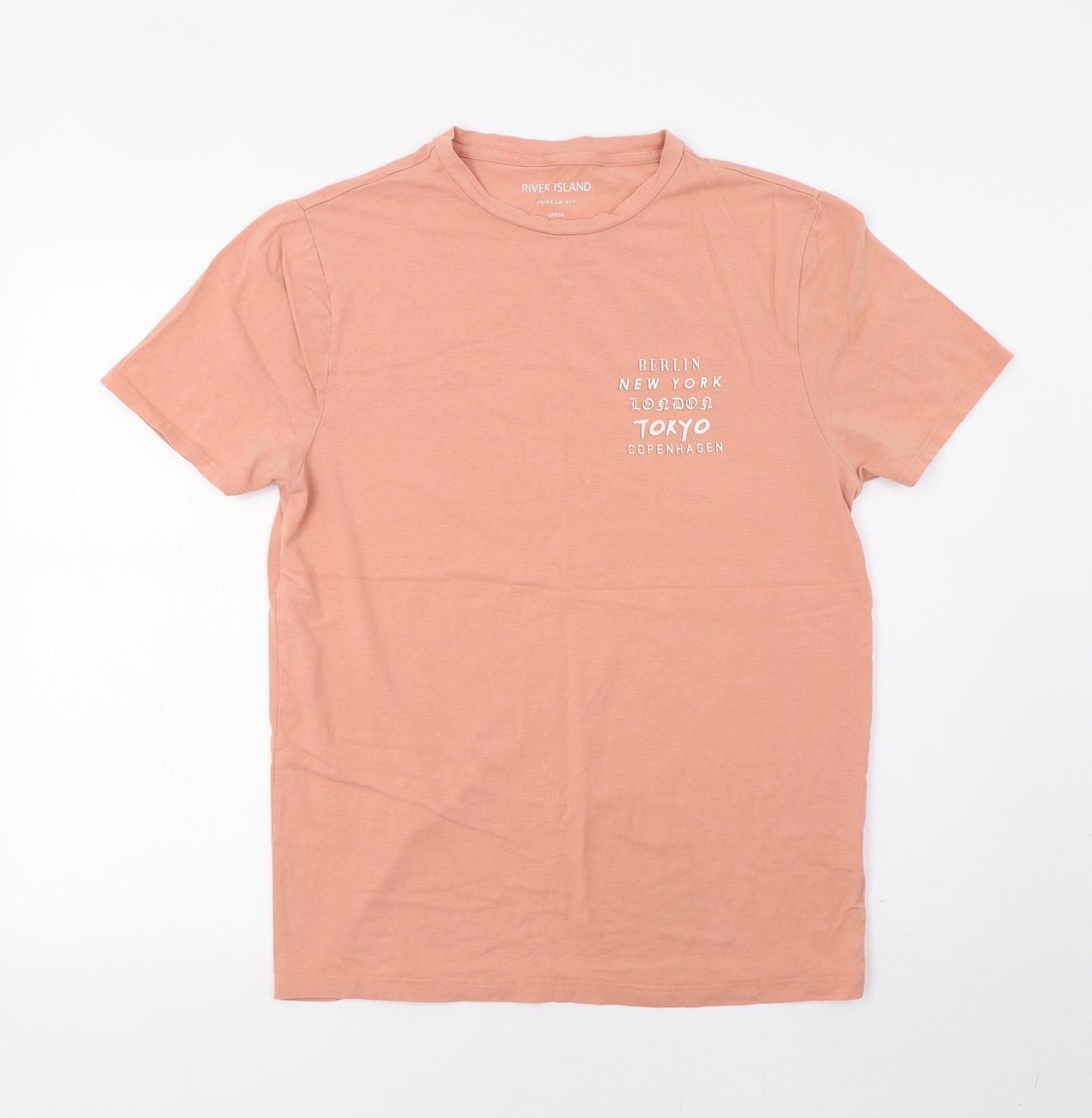 River Island Mens Pink    T-Shirt Size L