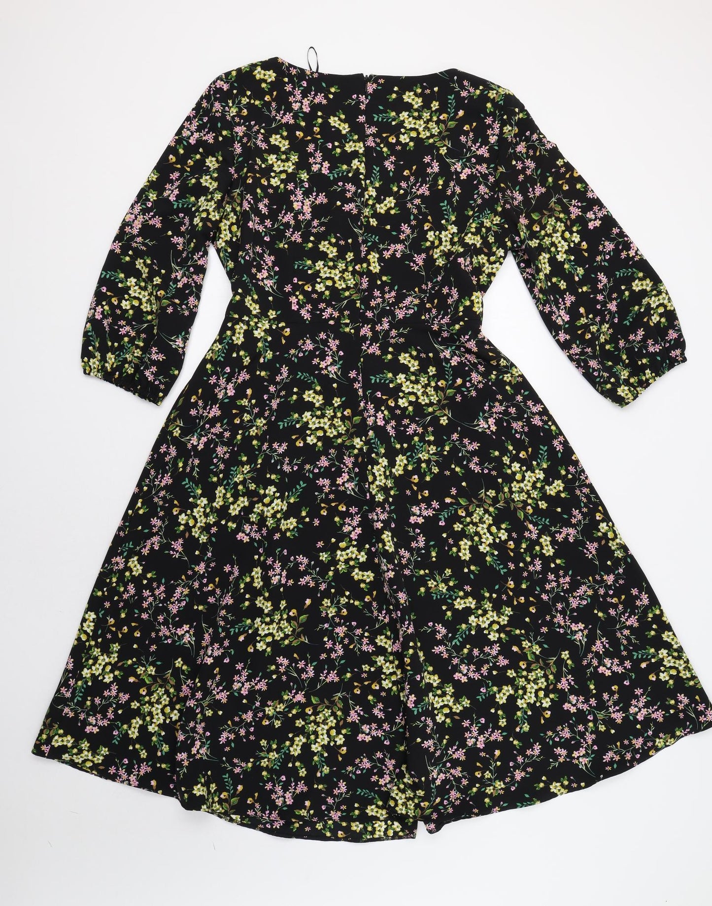 Dorothy Perkins Womens Black Floral  Fit & Flare  Size 16