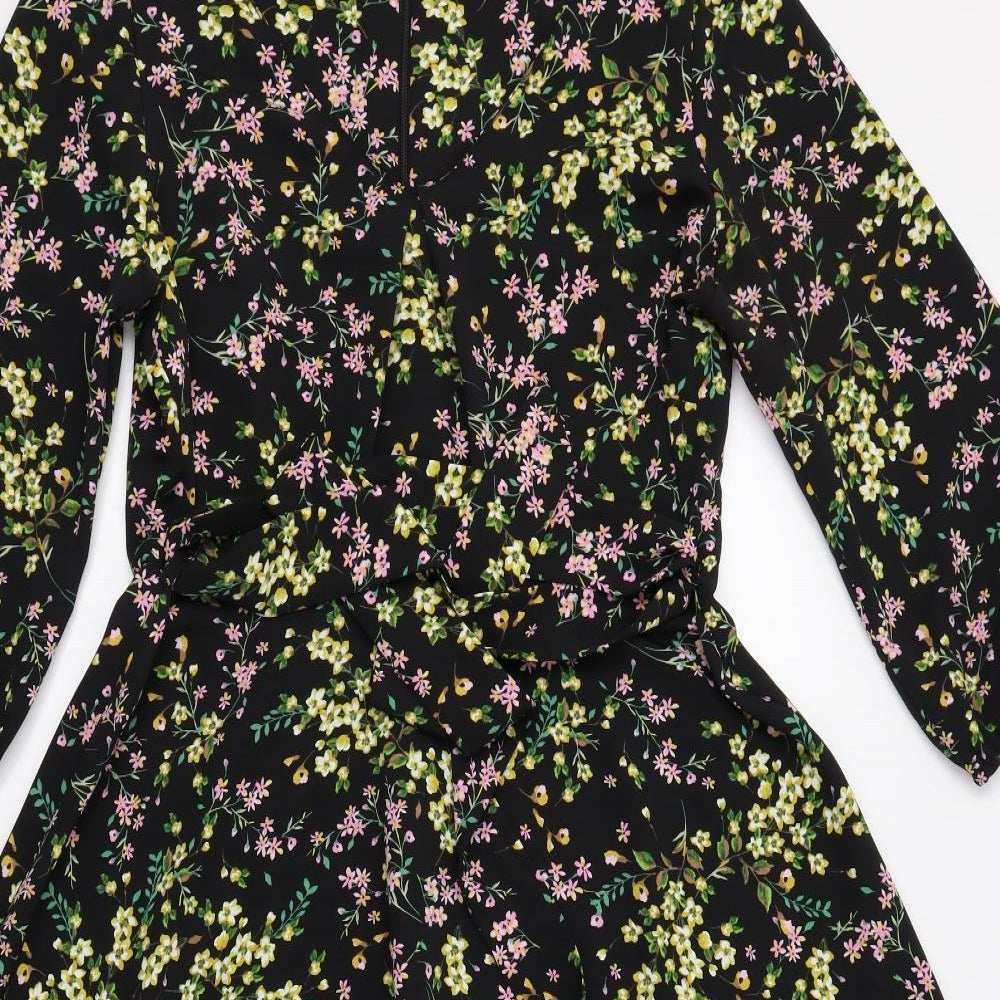 Dorothy Perkins Womens Black Floral  Fit & Flare  Size 16