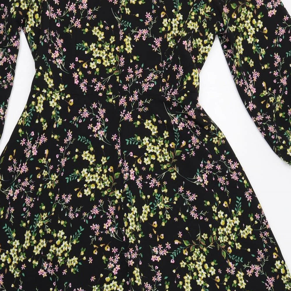 Dorothy Perkins Womens Black Floral  Fit & Flare  Size 16