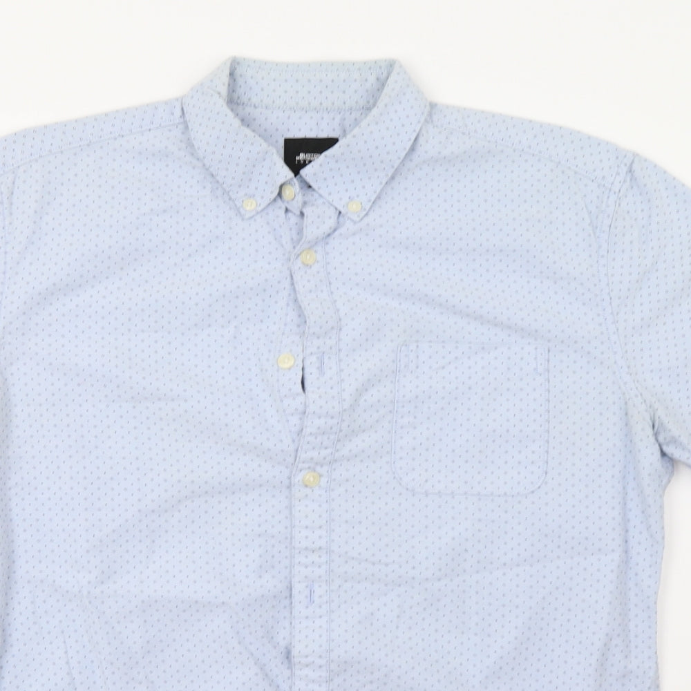 Burton Mens Blue Polka Dot   Button-Up Size M