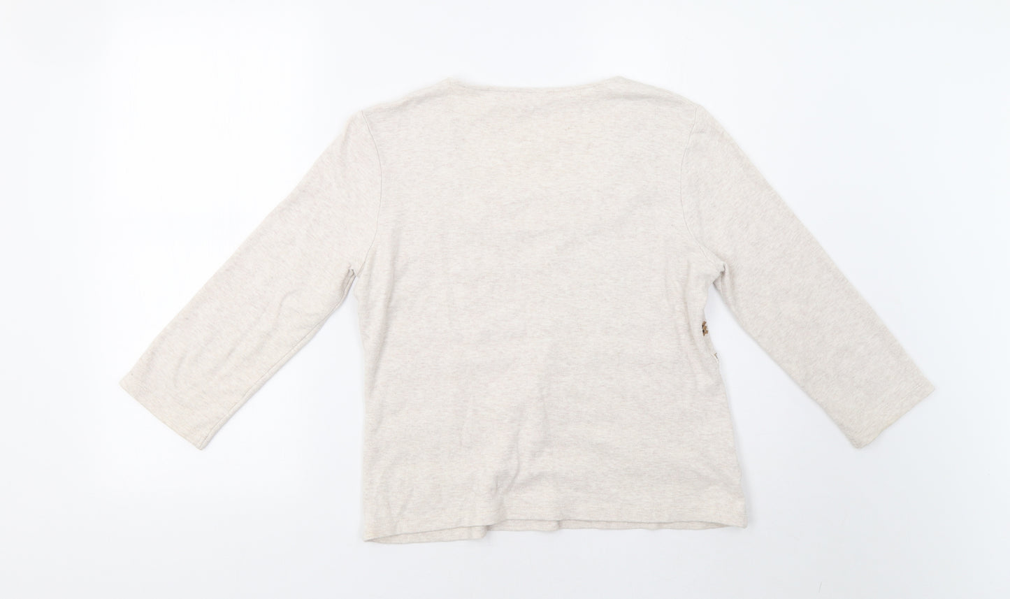 CC Womens Beige Geometric  Basic Blouse Size M