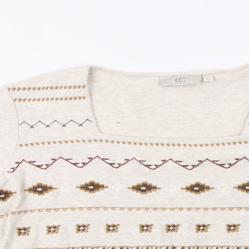 CC Womens Beige Geometric  Basic Blouse Size M