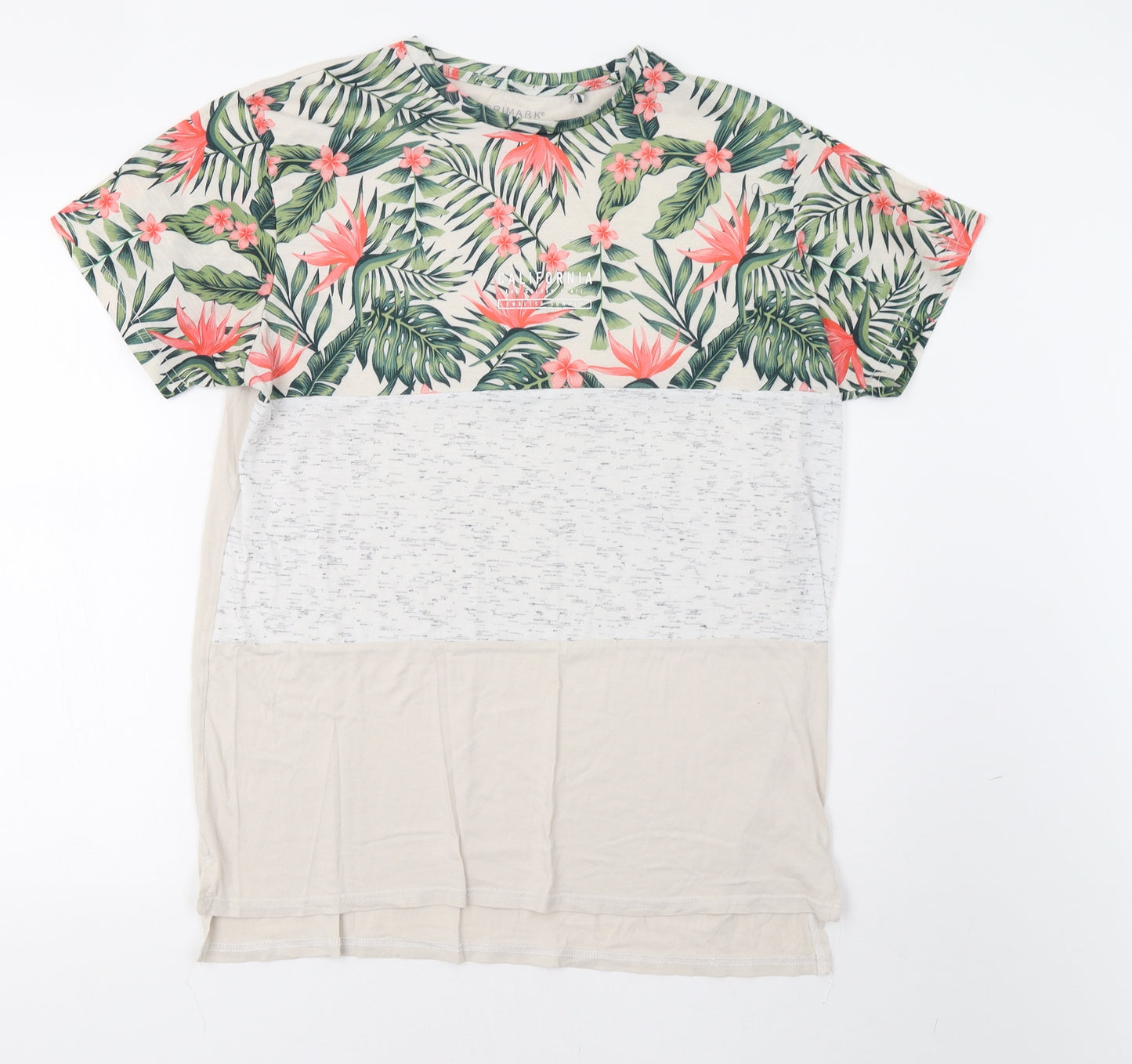 Primark Mens Beige Floral   T-Shirt Size L