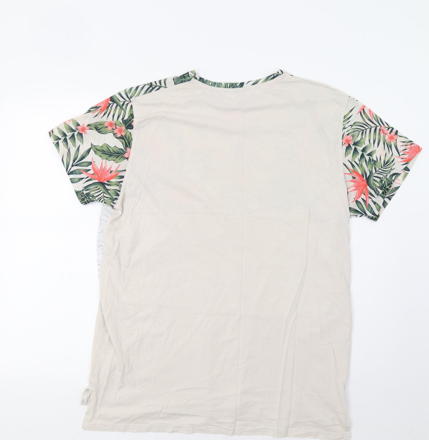 Primark Mens Beige Floral   T-Shirt Size L