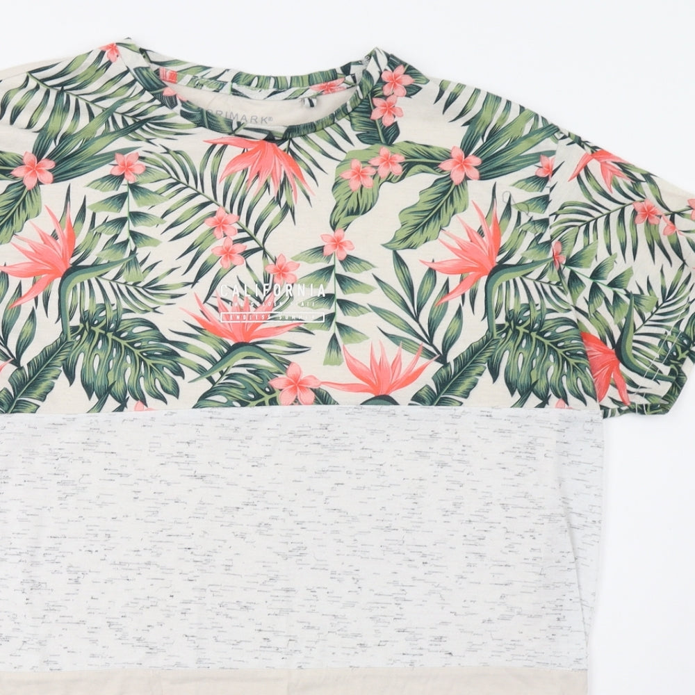 Primark Mens Beige Floral   T-Shirt Size L