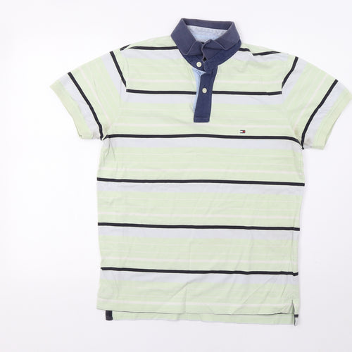 Tommy Hilfiger Mens Green Striped   Polo Size M
