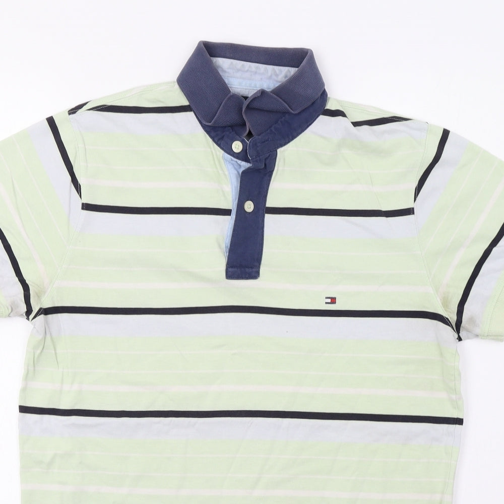 Tommy Hilfiger Mens Green Striped   Polo Size M