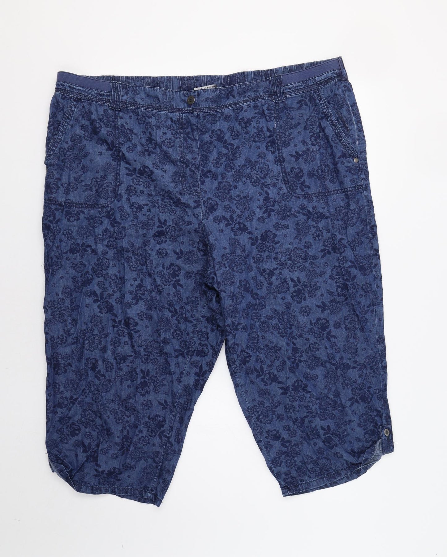 Bonmar Womens Blue Floral  Cropped Trousers Size 24 L20 in