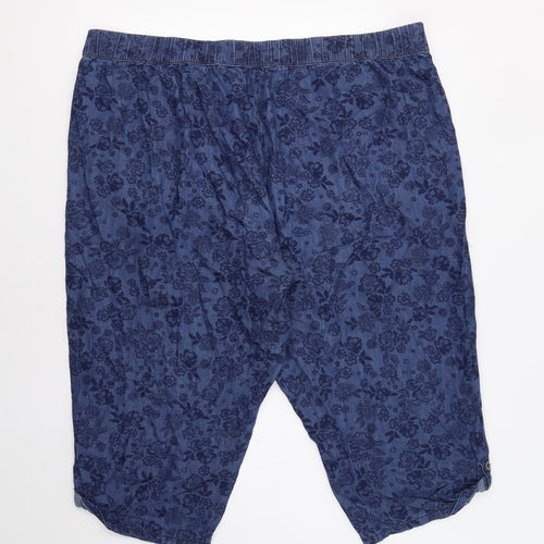 Bonmar Womens Blue Floral  Cropped Trousers Size 24 L20 in