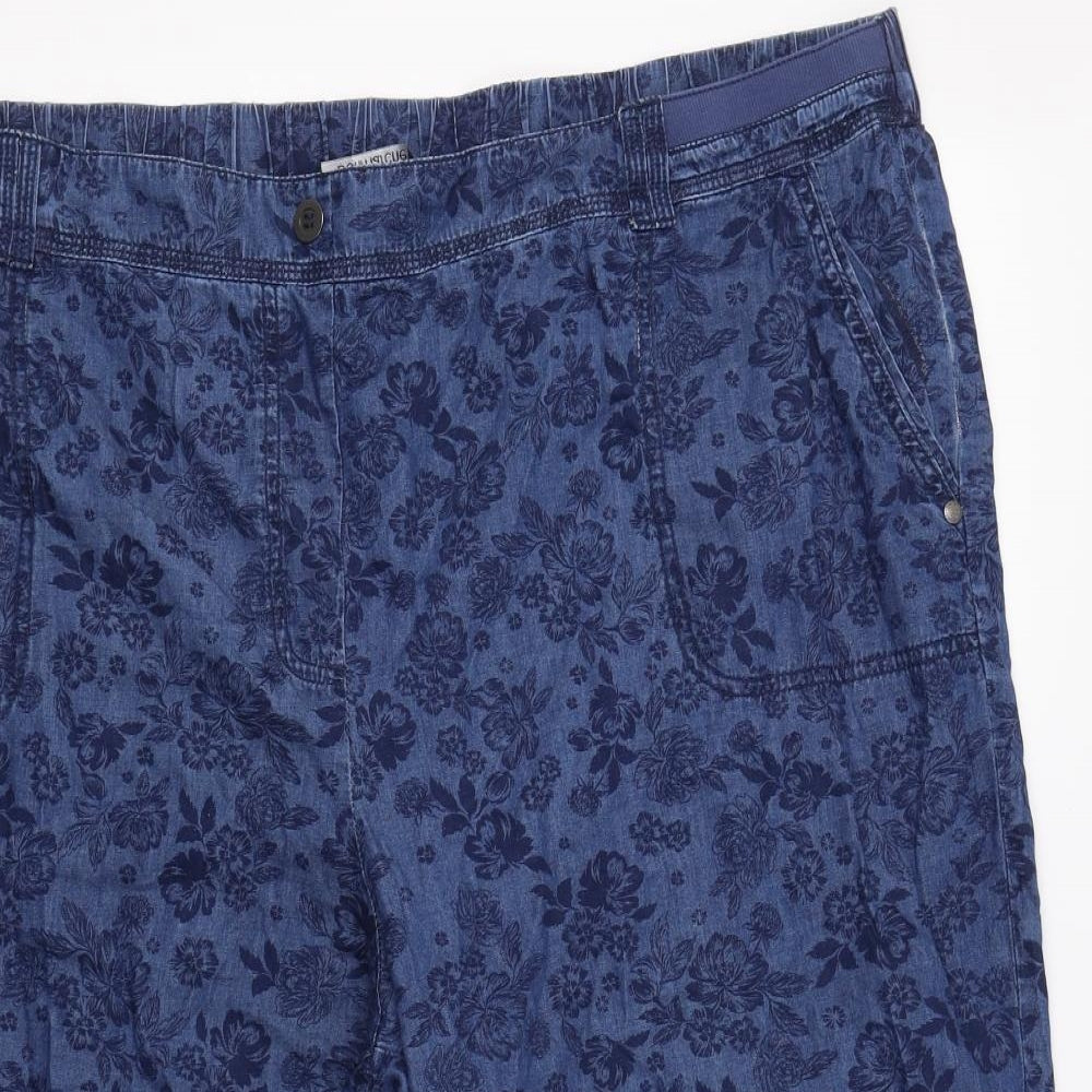 Bonmar Womens Blue Floral  Cropped Trousers Size 24 L20 in