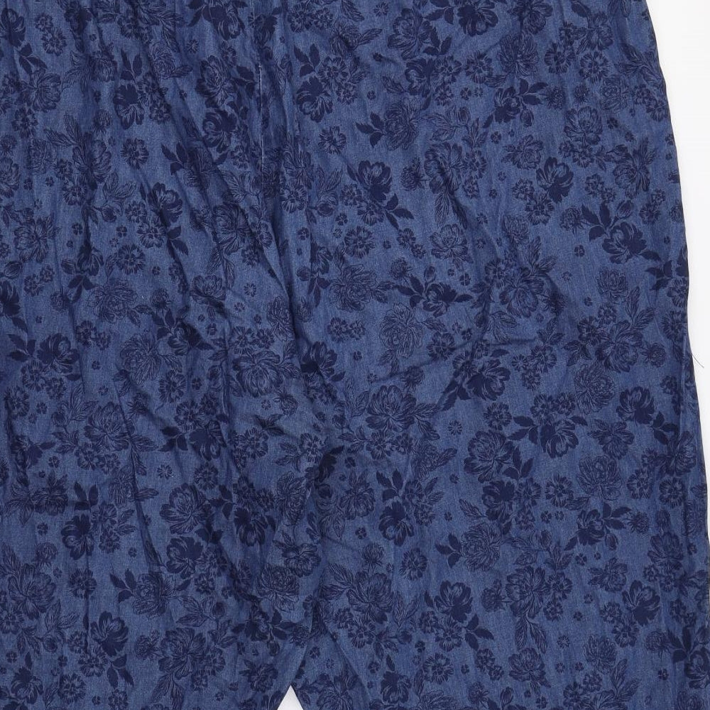 Bonmar Womens Blue Floral  Cropped Trousers Size 24 L20 in
