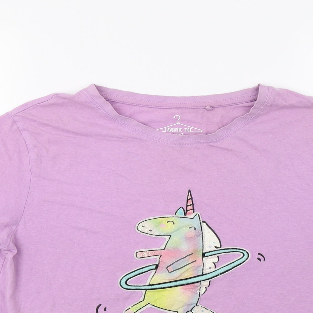 NEXT Girls Purple   Basic T-Shirt Size 13 Years  - Unicorn