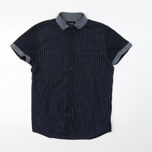 Cedar Wood State Mens Blue Polka Dot   Button-Up Size S