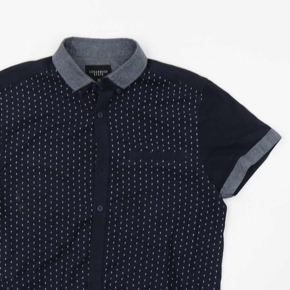 Cedar Wood State Mens Blue Polka Dot   Button-Up Size S