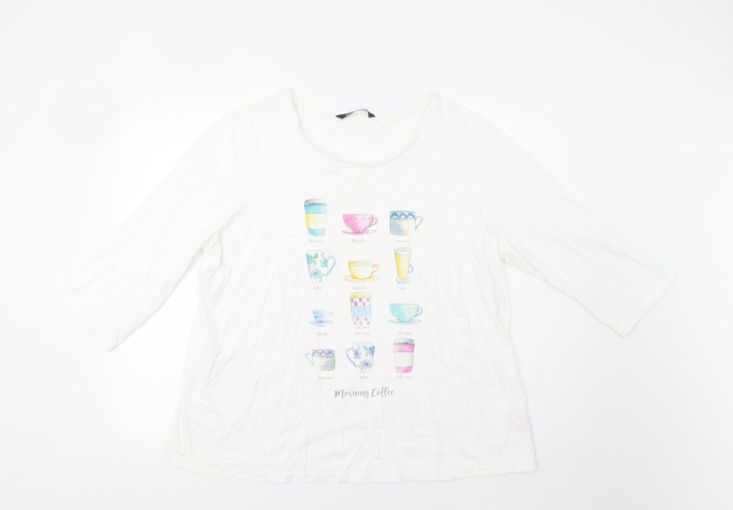 Bonmarché Womens White   Basic T-Shirt Size 20  - Coffee