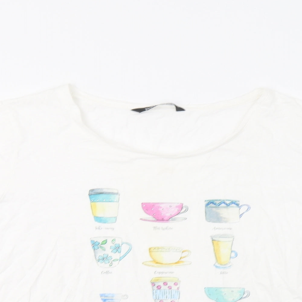 Bonmarché Womens White   Basic T-Shirt Size 20  - Coffee