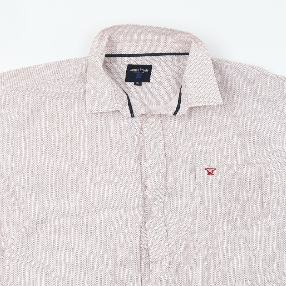 James Pringle Mens Red Geometric   Button-Up Size XL