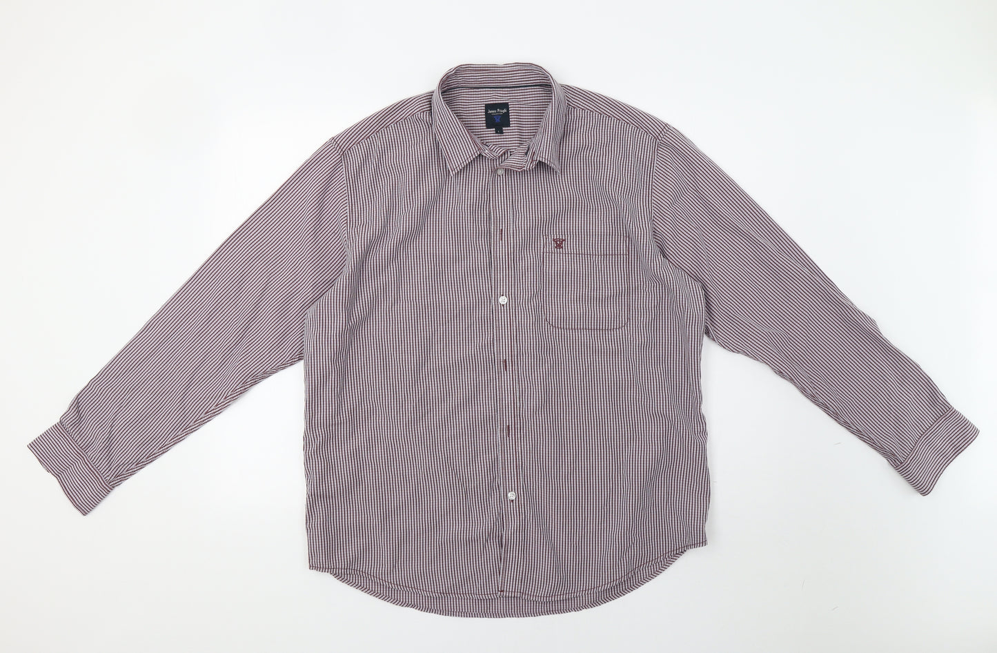 James Pringle Mens Red Check   Button-Up Size L