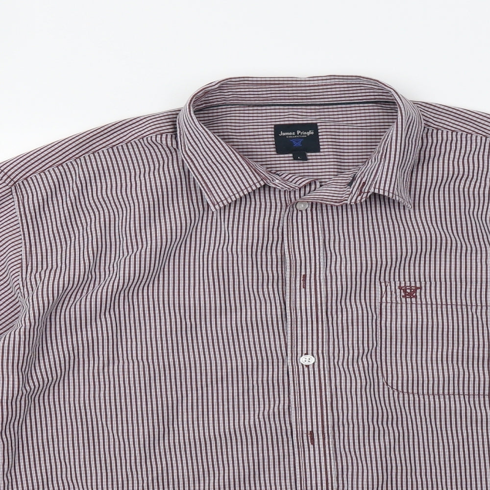 James Pringle Mens Red Check   Button-Up Size L