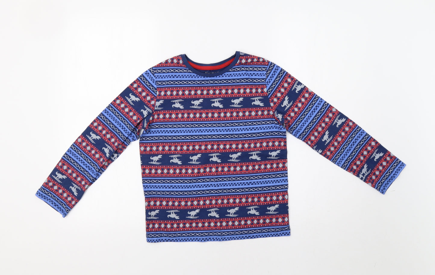 Nutmeg Boys Blue Fair Isle  Basic T-Shirt Size 9-10 Years  - Dino