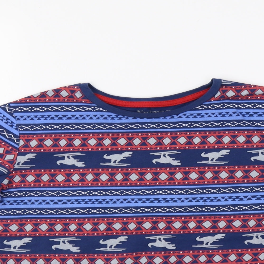 Nutmeg Boys Blue Fair Isle  Basic T-Shirt Size 9-10 Years  - Dino