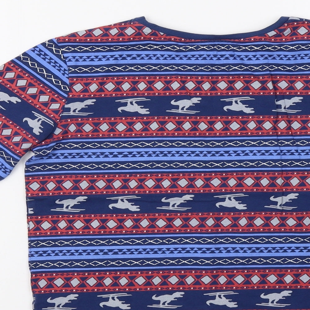 Nutmeg Boys Blue Fair Isle  Basic T-Shirt Size 9-10 Years  - Dino