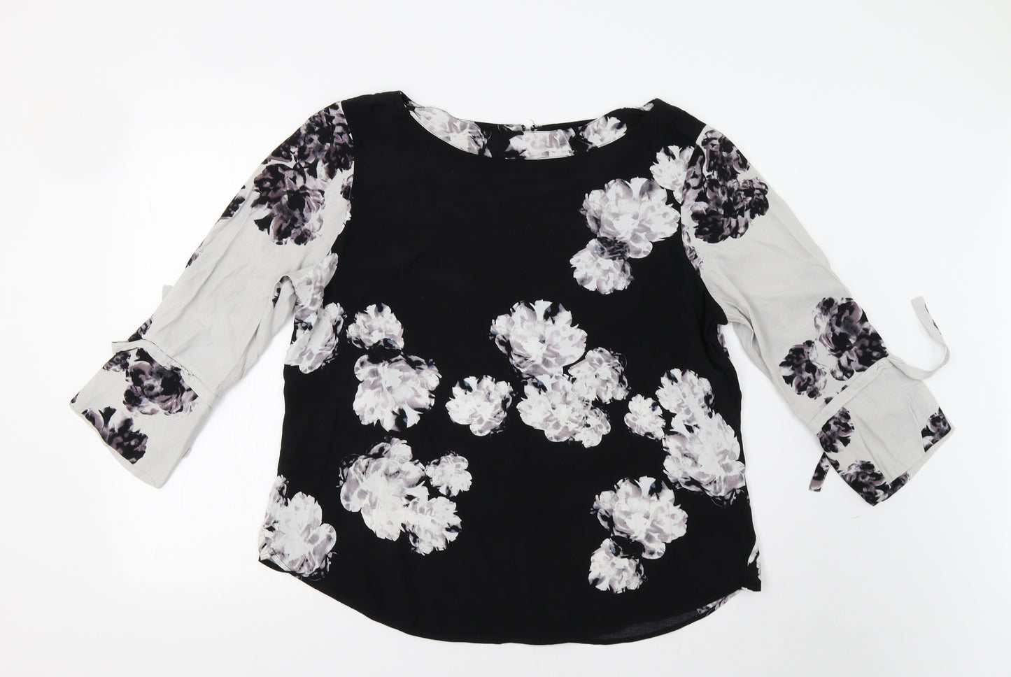 Mint Velvet Womens Black Floral  Basic Blouse Size 18