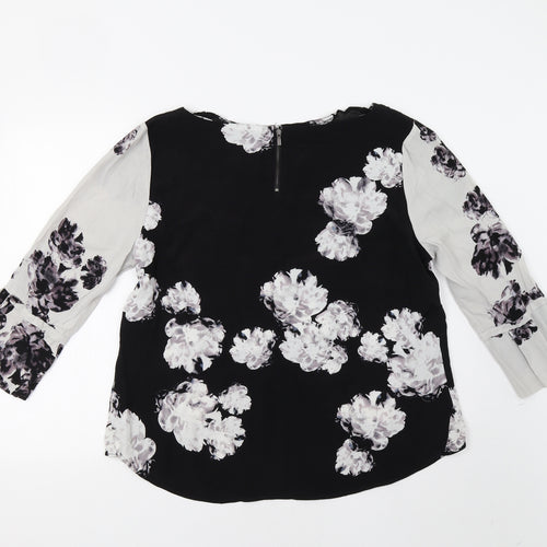 Mint Velvet Womens Black Floral  Basic Blouse Size 18