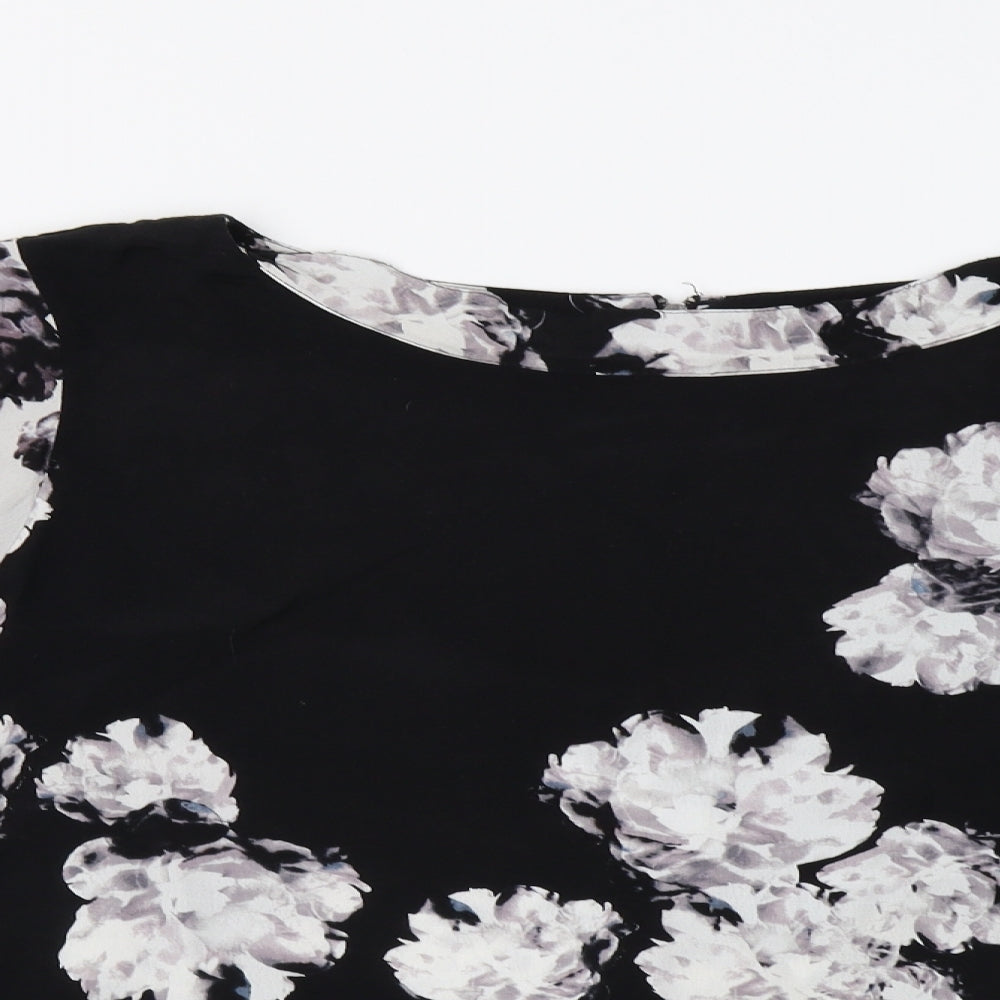 Mint Velvet Womens Black Floral  Basic Blouse Size 18