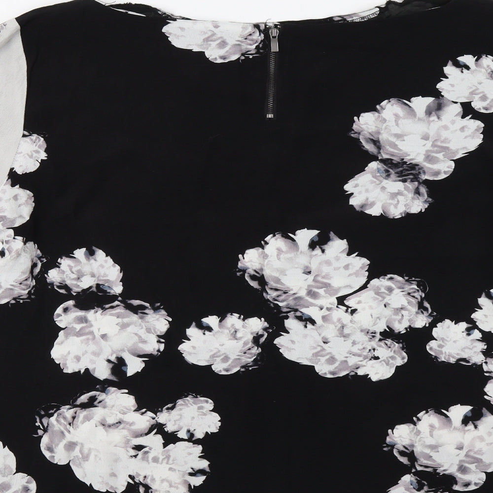 Mint Velvet Womens Black Floral  Basic Blouse Size 18