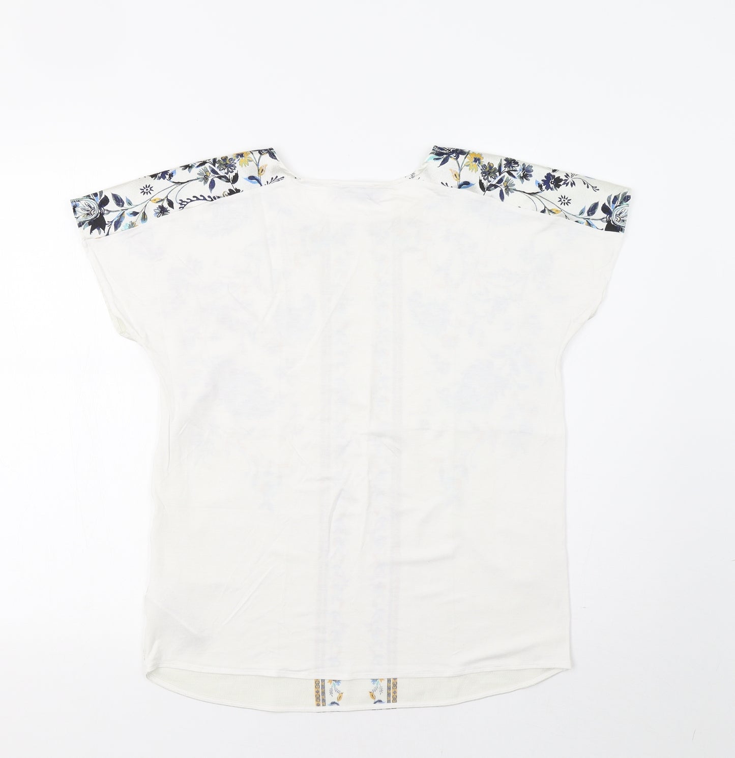 M&S Womens White Floral  Basic Blouse Size 8