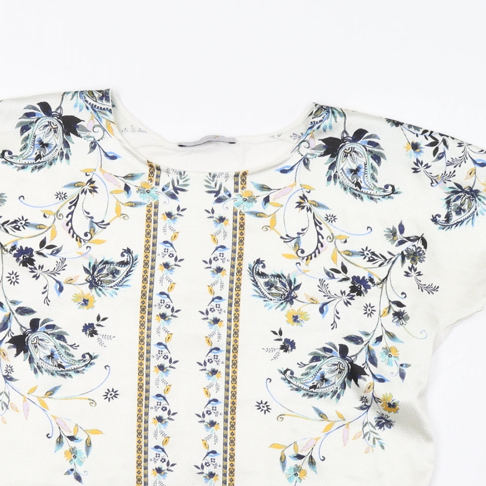 M&S Womens White Floral  Basic Blouse Size 8