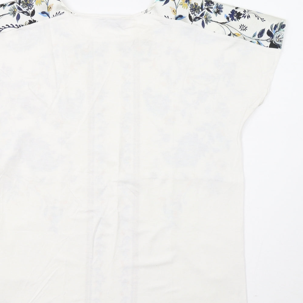 M&S Womens White Floral  Basic Blouse Size 8