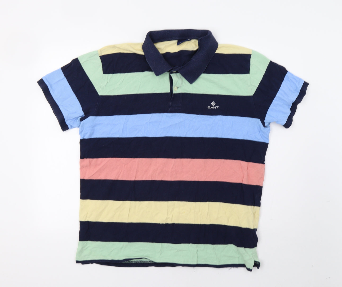 GANT Mens Multicoloured Striped   Polo Size 2XL