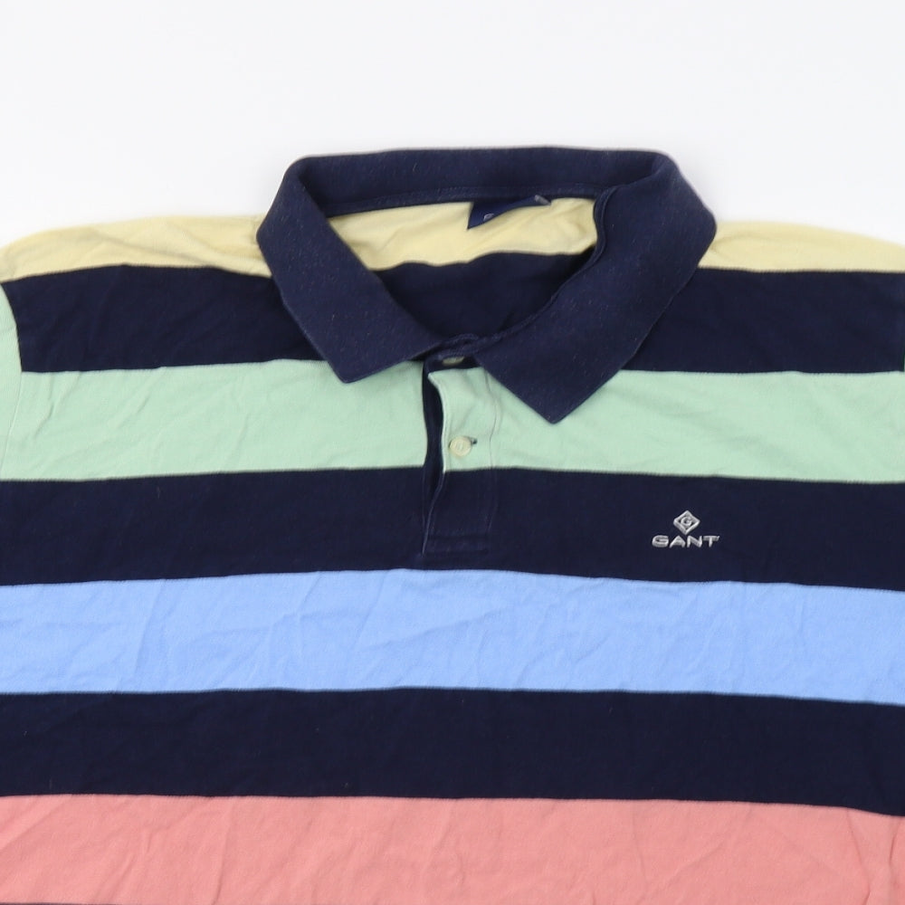 GANT Mens Multicoloured Striped   Polo Size 2XL