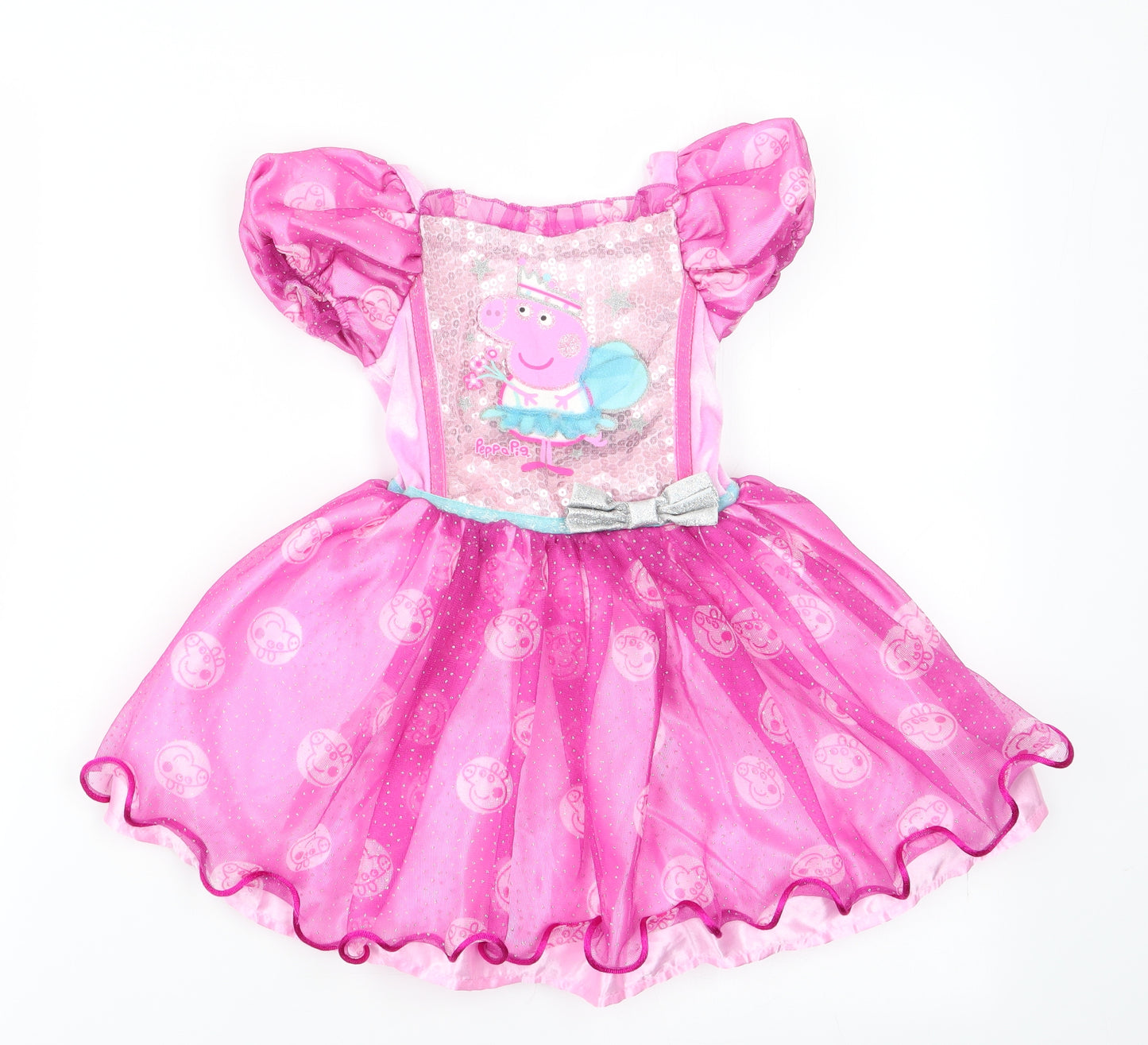 George Girls Pink Animal Print  Fit & Flare  Size 12-18 Months  - Peppa Pig Dress